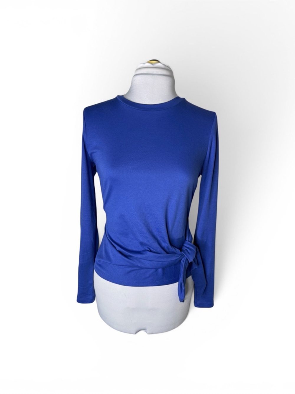 Ann Taylor Weekend Crew Neck Long Sleeve Bottom Faux Tie Top Size S